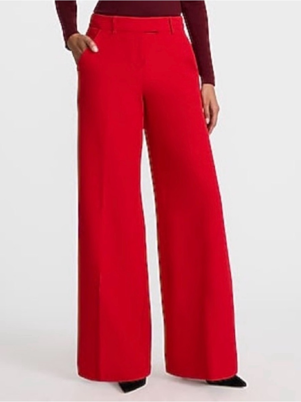 Express Editor Wide-Leg mid rise Red Pants